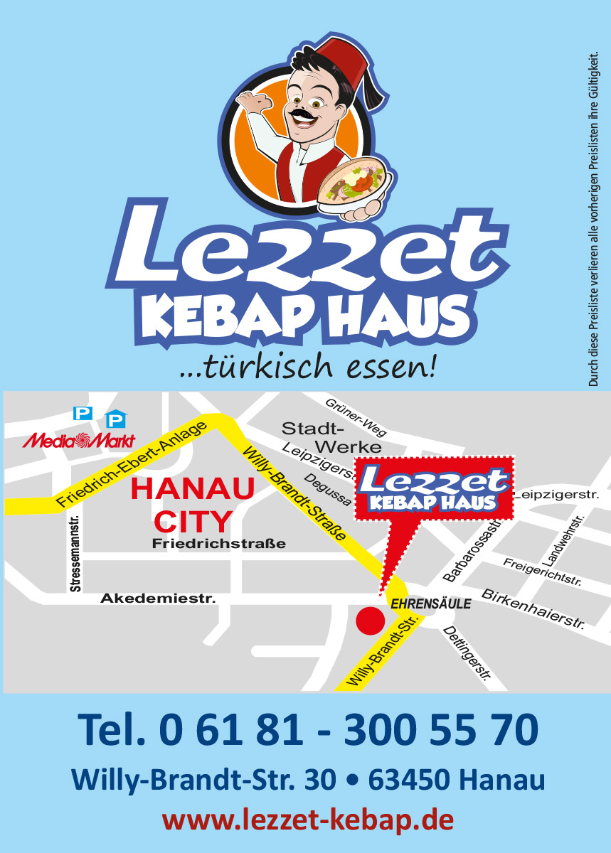 Speisekarte Lezzet Kebap Haus Hanau