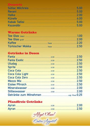 Speisekarte Lezzet Kebap Haus Hanau